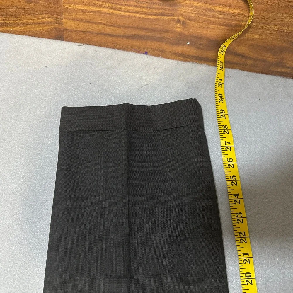 Brooks Brothers 346 Madison Fit Pleated Charcoal Windowpane Dress Pants 35x31